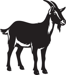 Goat silhouette black and white stylish, Farm animal black outline drawing