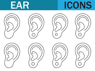 Hand-drawn Ear Designs - Various Ear Shapes and Line Art Illustrations