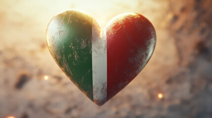 Heart of Italy: The Italian flag, artistically rendered as a heart, radiates warmth and love. This image, imbued with a sense of national pride and affection.