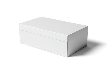 Clean, white cardboard container with lid, isolated on a white background.