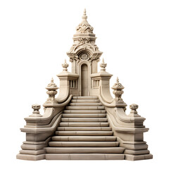 Fototapeta premium Ornate stone staircase monument isolated on transparent background
