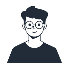 Stylized avatar of a young man with glasses, modern hairstyle, and casual look, suitable for web, profile, or app icons icon
