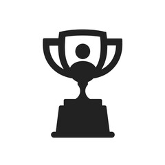 Trophy cup with a person silhouette in the center, symbolizing personal achievement, award, excellence, success, leadership, and outstanding performance