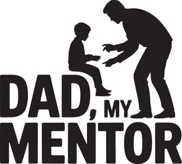 Naklejka premium Silhouette illustration celebrating the bond between a father and son with mentorship as the focus