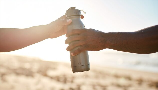 Athlete's Hand Gripping a Blank Sports Bottle