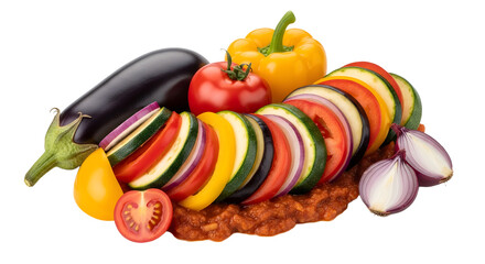 Vegetable ratatouille with eggplant, tomato, pepper and zucchini