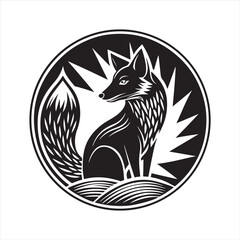 red fox vector art illustration