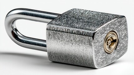 Secure Metal Padlock with Shiny Finish and Keyhole Ideal for Safety and Protection Concepts