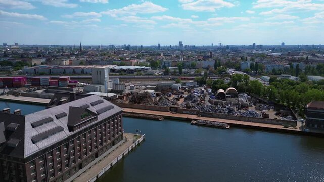 12.5.25 Berlin D2, Scrap metal recycling waste. Amazing aerial view flight drone