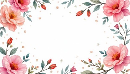 Delicate watercolor floral pattern on white background, illustration, graphic