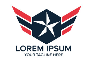 Modern hexagon logo design with star and wings