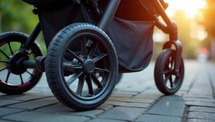 Fototapeta premium Close-up of stroller wheels forming a circular pattern, vector, rubber, surface