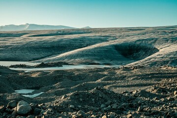 Icelandic glacier landscape panorama, jokulsarlon