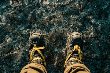 Ice climbing equipment on Icelandic glacier