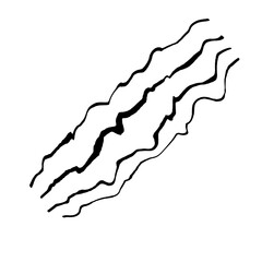 abstract 2d wavy black shape on transparent background