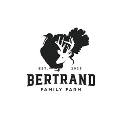 Bertrand Family Farm Splits antler logo-Deer Turkey Waterfowl-vintage