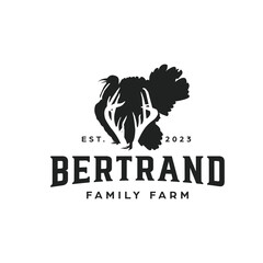 Bertrand Family Farm Splits antler logo-Deer Turkey Waterfowl-vintage