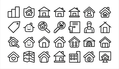 real estate line icon set outline icons