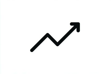 Black arrow icon symbolizing upward growth and progress on white background