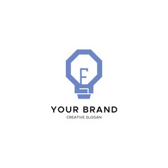 Minimalist Bulb logo with letter F for tech or energy brand