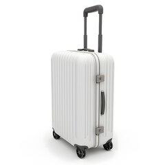 Clean Studio Shot of a Stylish White Wheeled Luggage for Product Advertising