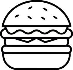 Veggie burger outline vector on transparent background