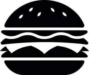 Veggie burger silhouette vector on transparent background