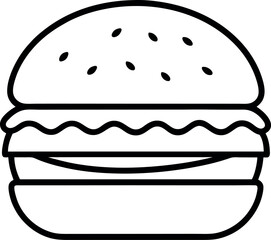 Cheeseburger line art vector on transparent background