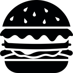 Cheeseburger silhouette vector on transparent background