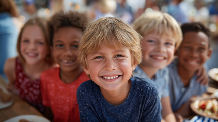Joyful Children Celebrating Independence Day at a Backyard Picnic