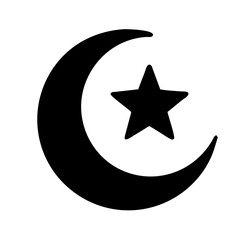 Muslim crescent moon and star icon PNG