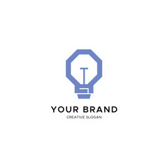 Minimalist Bulb logo with letter T for tech or energy brand