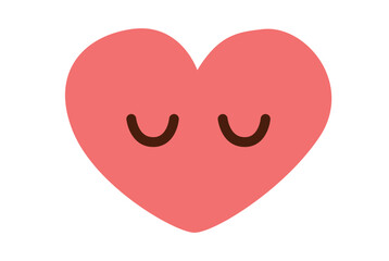 A charming and delightful heart illustration featuring closed eyes, ideal for expressing love and deep affection