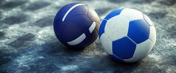 Blue and White Sports Balls on Rough Surface