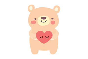 A very adorable cartoon bear holding a heart, which is perfect for childrens designs and lovethemed illustrations