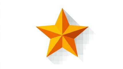 Obraz premium A vibrant orange star with geometric facets and a soft shadow ideal for design elements icons