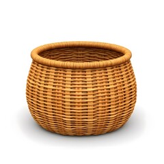 Obraz premium Empty Round Woven Storage Basket Rustic Home Decor Container