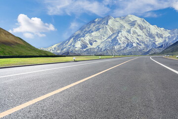 Fototapeta premium Road blue sky cloud park landscape mountain nature outdoor travel 