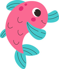 Playful Cartoon Fish with Fins