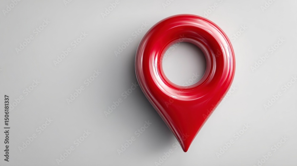 Fototapete 3d rendered red location pin icon on white background for navigation and mapping applications