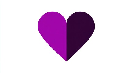 Divided Heart Symbol in Vibrant Purple and Dark Plum Colors Ideal for Love Romance and Desig