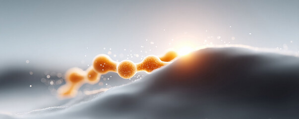 Abstract scientific visualization with interconnected spheres. Perfect for biotech, medicine, nanotech, or network concepts. Clean, modern aesthetic.