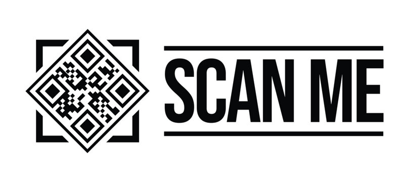 Central QR code framed by square brackets, bold 'SCAN ME' text on a clean, minimalist background. Emphasizes scannability with a functional, no-nonsense design. Ideal for tech, marketing.