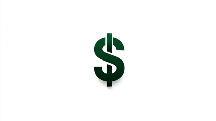 Fototapeta premium Green Dollar Sign Icon on White Background for Finance Business and Economy Concepts