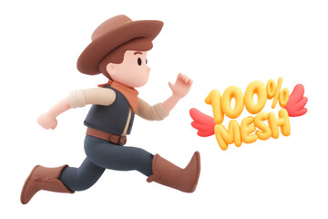 Vector realistic cowboy character isolated on white background.