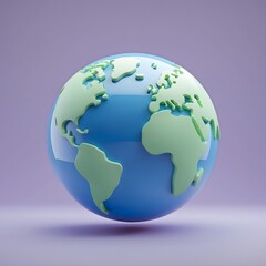 Naklejka premium Happy World Stylized Earth with Pastel Planets and Stars