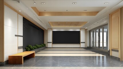 Empty modern hallway with minimalist design features.