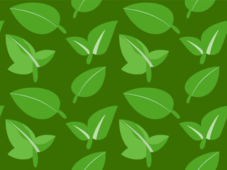 Green leaves seamless pattern, a vibrant illustration of nature's fresh foliage and ecological beauty