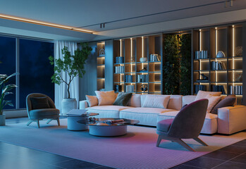 Modern Oasis: Living Room with a Vertical Garden