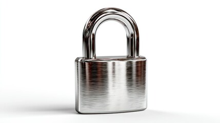 Fototapeta premium Secure Metallic Padlock on White Background Safety Protection and Security Concept